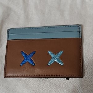 Coach NWOT Cheecky Brown and Blue Card Holder